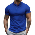 Herren nan tailliertes elastisches Piqué-Poloshirt mit klassischem Kragen R&B