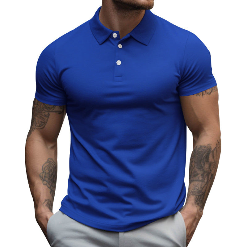 Herren nan tailliertes elastisches Piqué-Poloshirt mit klassischem Kragen R&B