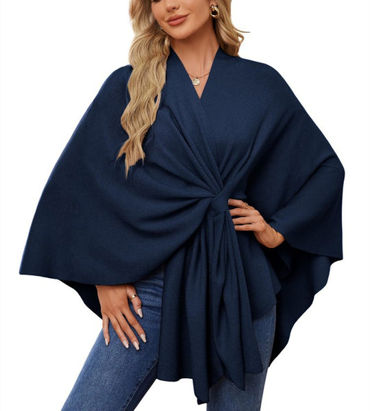 Damen Eleganter Wickelpullover mit asymmetrischem Schnitt R&B