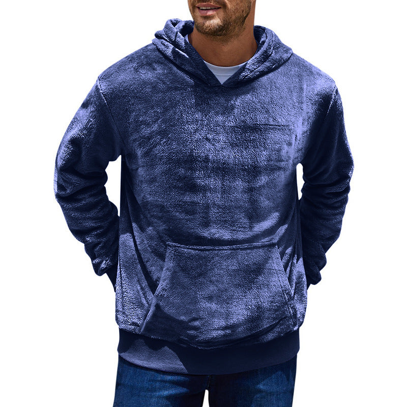 Herren kuscheliger Hoodie mit praktischen Kängurutaschen und hohem Kragen R&B