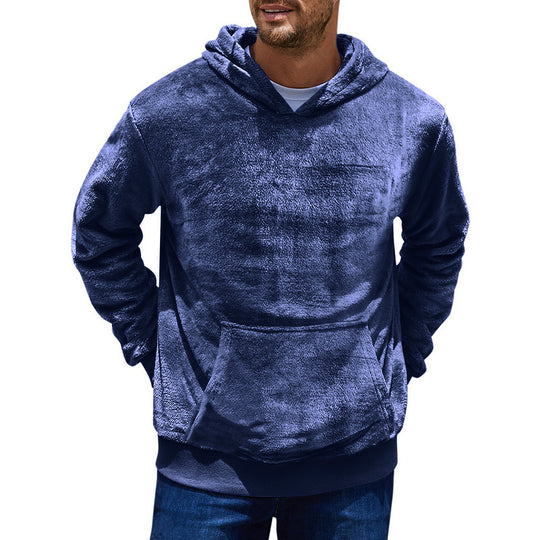 Herren kuscheliger Hoodie mit praktischen Kängurutaschen und hohem Kragen R&B