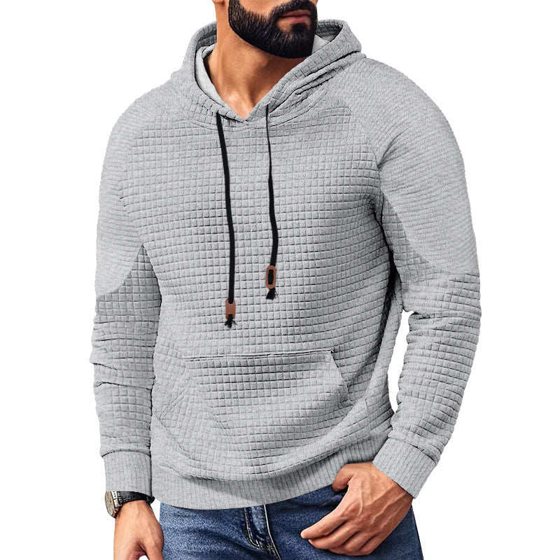 Herren nan gequilteter Kapuzenpullover mit quadratischer Struktur und Kängurutasche R&B
