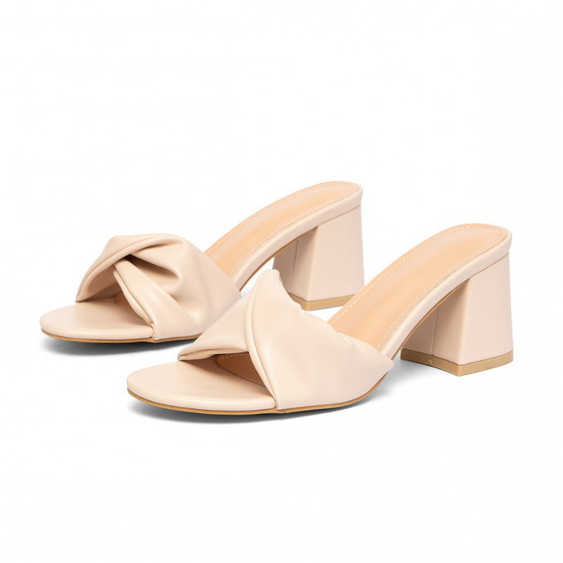 Damen Hochhackige Riemchen-Sandalen mit dekorativem Knotendesign R&B