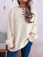 Damen Oversize Strickpullover mit Knopfleiste R&B