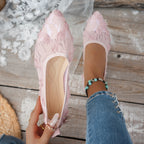 Damen elegante spitze Ballerinas mit floralen Akzenten R&B