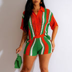 Damen Set aus gehäkeltem Top und Shorts R&B