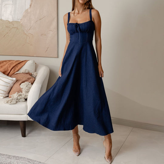 Damen Maxikleid mit verstellbaren Trägern und raffinierten Details R&B