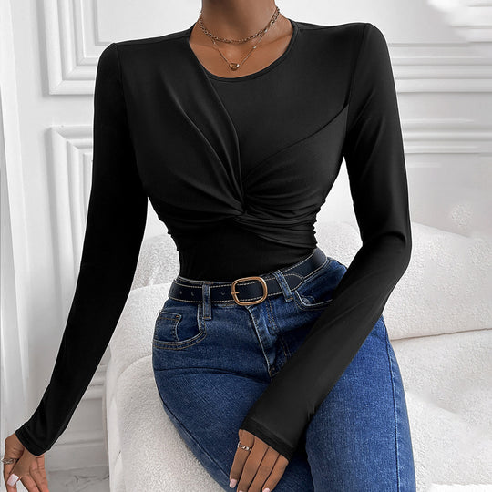 Damen Langärmliger Body mit innovativem Knotendesign R&B