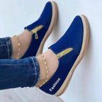 Damen modische Slip-On Sneakers mit elegantem Reißverschluss R&B