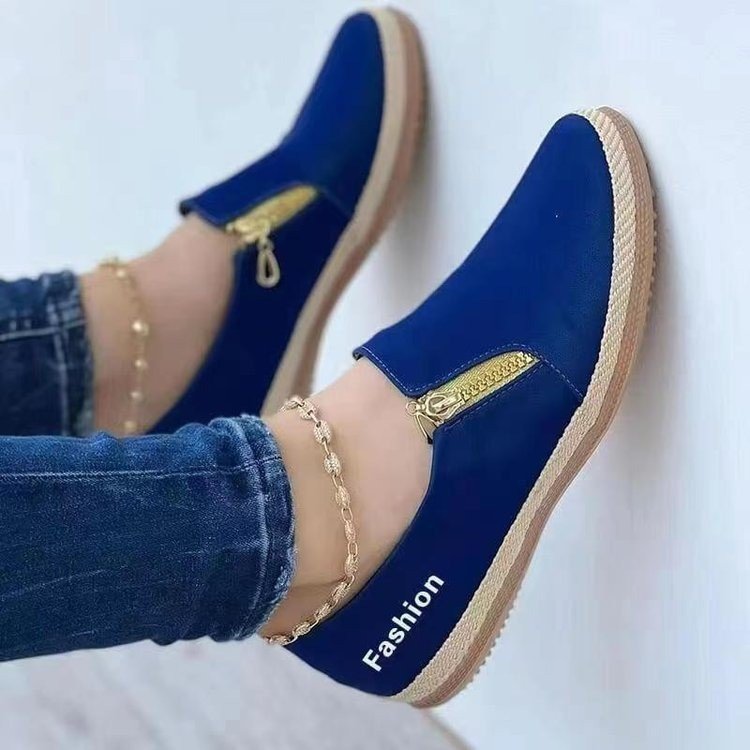 Damen modische Slip-On Sneakers mit elegantem Reißverschluss R&B