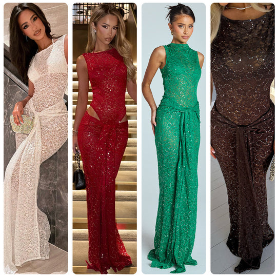 Damen Glamouröses Abendkleid mit aufwendigem Paillettenbesatz und figurbetontem Schnitt R&B
