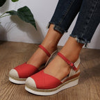 Damen Wedge-Sandalen mit elastischem Riemen und geflochtenem Detail R&B