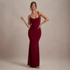 Damen Elegantes Maxikleid mit tiefem Rückenausschnitt und Spitzenakzenten
