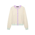 Damen Strickjacke mit zartem Muster und farblich abgesetzten Details R&B