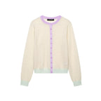 Damen Strickjacke mit zartem Muster und farblich abgesetzten Details R&B