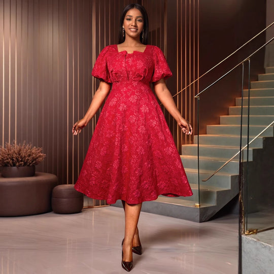 Damen Midikleid mit schwingendem Rock und floralen Mustern R&B