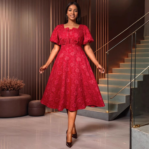 Damen Midikleid mit schwingendem Rock und floralen Mustern R&B