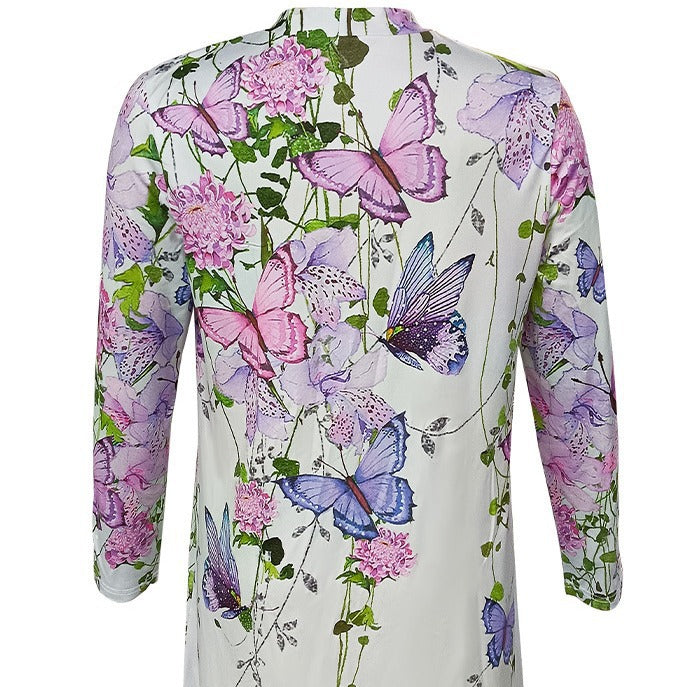 Damen Freizeitshemd mit floralem Design und langen Ärmeln R&B