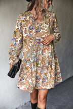 Damen Hemdblusenkleid mit verspieltem Paisleymuster und elastischem Bund R&B