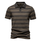 Herren Polo-Shirt mit stylischem V-Ausschnitt und modernem Streifenmuster