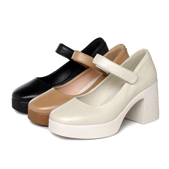 Damen Plateau Pumps mit verstellbarem Riemen und strukturiertem Blockabsatz R&B