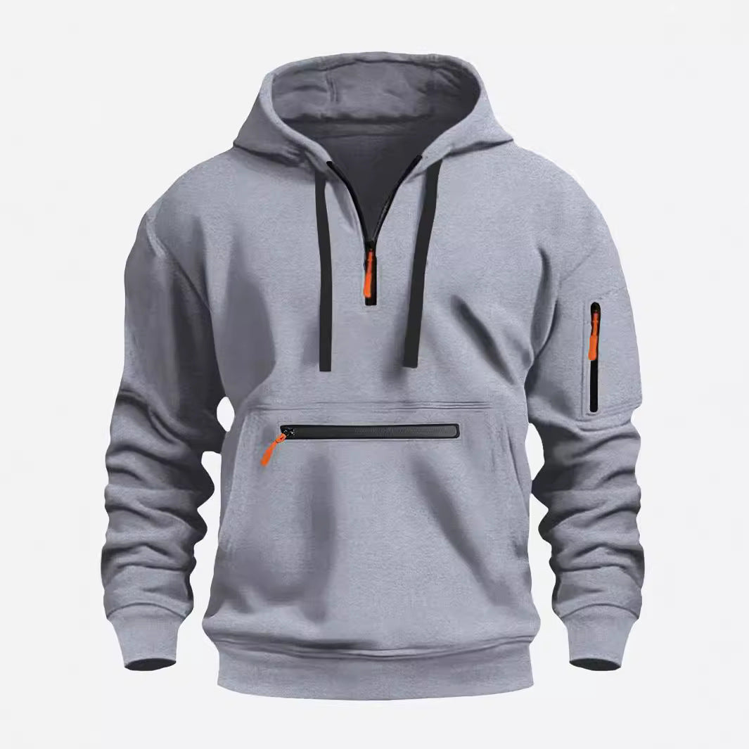 Herren modischer Kapuzenpullover mit praktischen Reißverschluss-Taschen R&B