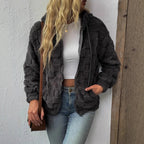 Damen Kuschelige Fleecejacke mit Kapuze R&B