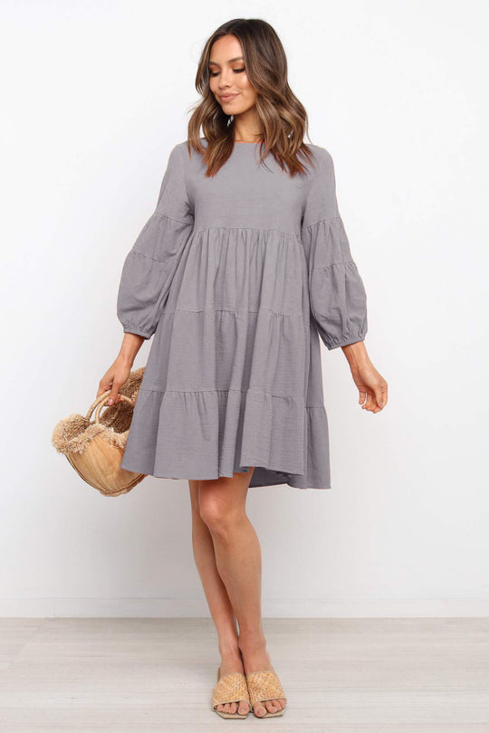 Damen romantisches Sommerkleid mit voluminösen Ärmeln und Rüschendetails R&B