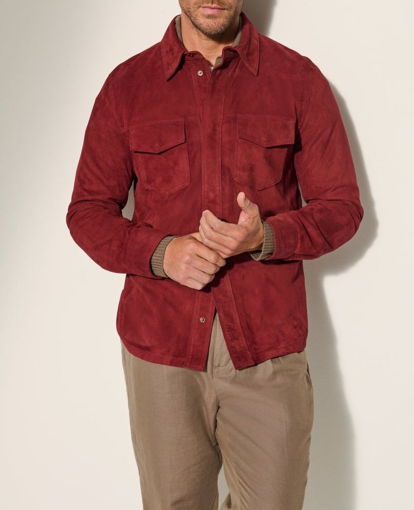 Herren Suede Jacke mit zwei aufgesetzten Taschen und modernem Schnitt R&B