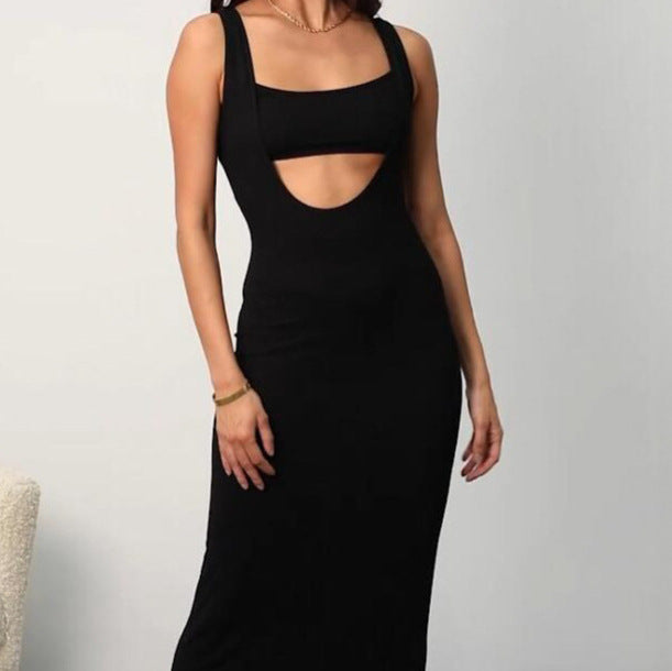 Damen Maxikleid mit innovativem Cut-Out-Design und figurbetontem Oberteil R&B