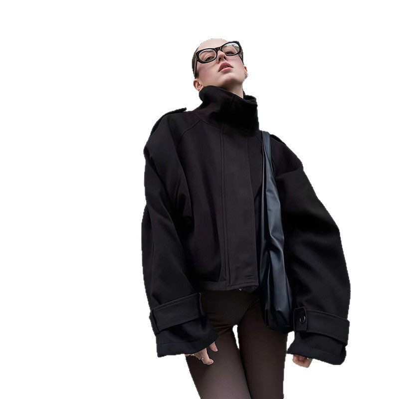 Damen Modische Oversized-Jacke mit hohem Kragen und innovativem Schnitt R&B