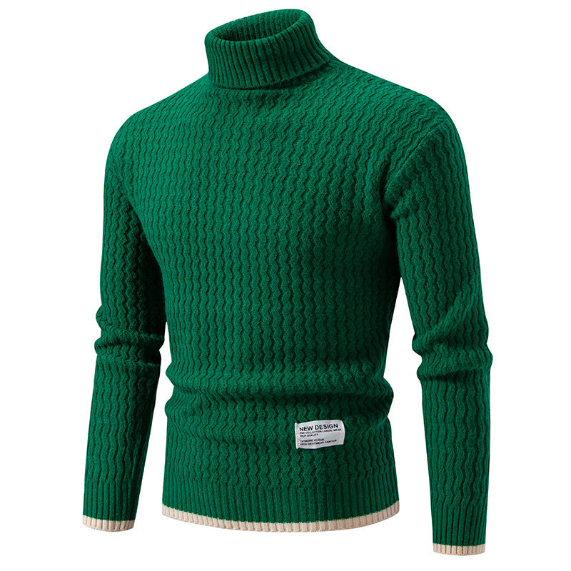 Herren Strickpullover mit hochabschließendem Kragen und strukturiertem Muster R&B
