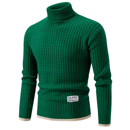 Herren Strickpullover mit hochabschließendem Kragen und strukturiertem Muster R&B