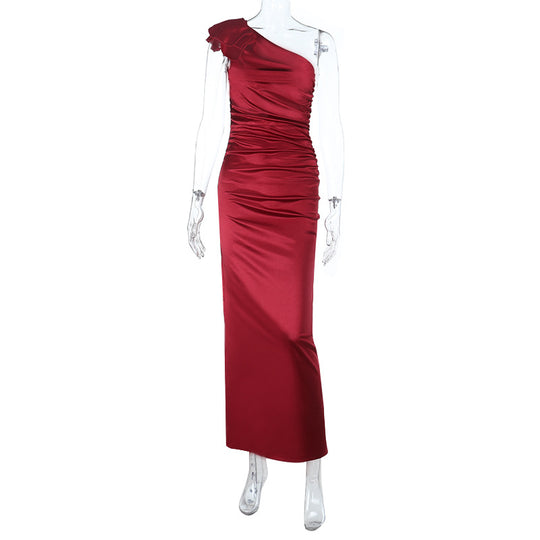 Damen Elegantes One-Shoulder Kleid mit Drapierungen R&B