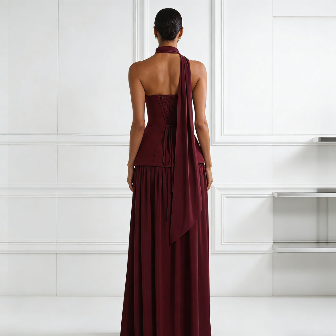 Damen Glamouröses Abendkleid mit schulterfreiem Design und exquisite Drapierung R&B