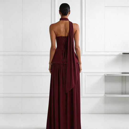 Damen Glamouröses Abendkleid mit schulterfreiem Design und exquisite Drapierung R&B