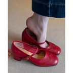Damen Mary Jane Pumps mit dekorativem Riemen und elegantem Blockabsatz R&B