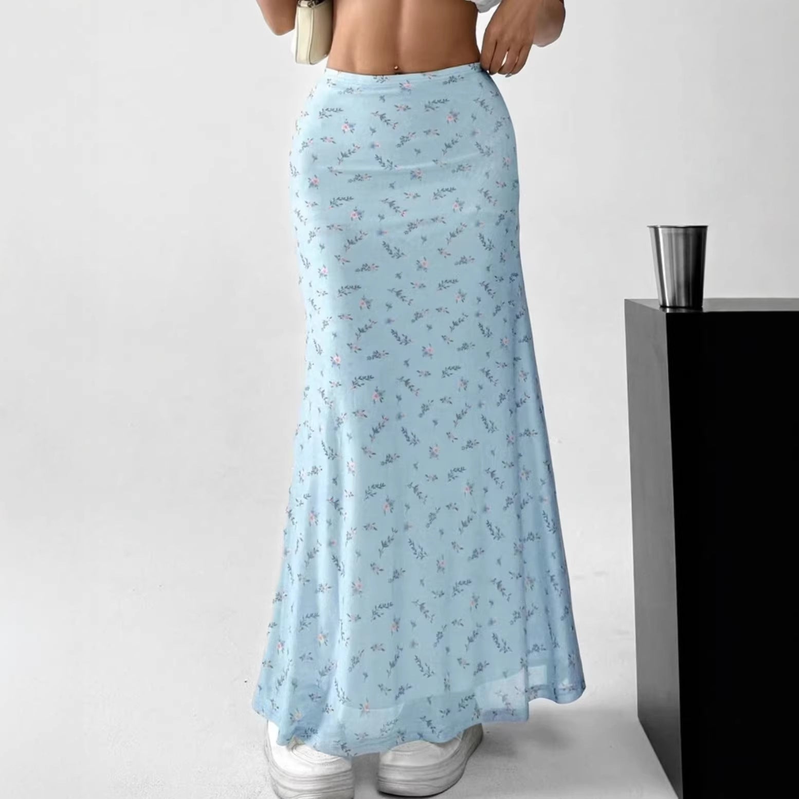 Damen Langrock mit floralen Motiven und fließendem Schnitt R&B