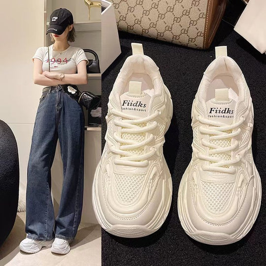 Damen sportliche Sneakers mit atmungsaktivem Mesh-Obermaterial und rutschfester Sohle R&B