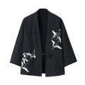 Unisex nan japanisch inspirierte Kimonojacke mit Kranichstickerei und Bindeschließe R&B