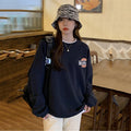 Damen lässiger Oversized-Pullover mit modischem Logo und angenehm weichem Innenfutter