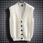 Damen ärmellose Strickjacke mit strukturiertem Zopfmuster R&B