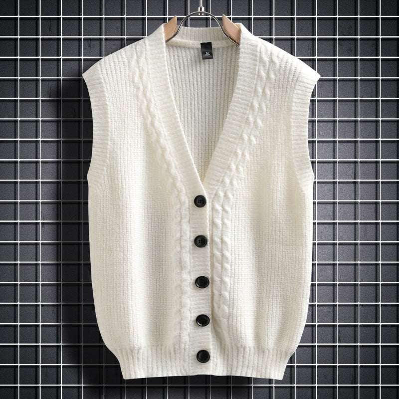 Damen ärmellose Strickjacke mit strukturiertem Zopfmuster R&B