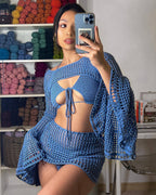 Damen gehäkeltes Strandoutfit mit verspielten Rüschendetails R&B