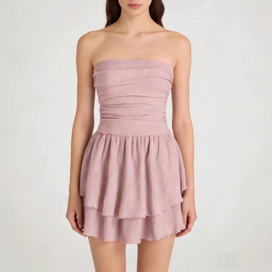 Damen Wickelkleid mit gerafftem Oberteil und fließendem Rock R&B