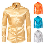 Herren Elegantes Satin-Hemd mit modernem Kragen und feiner Textur R&B