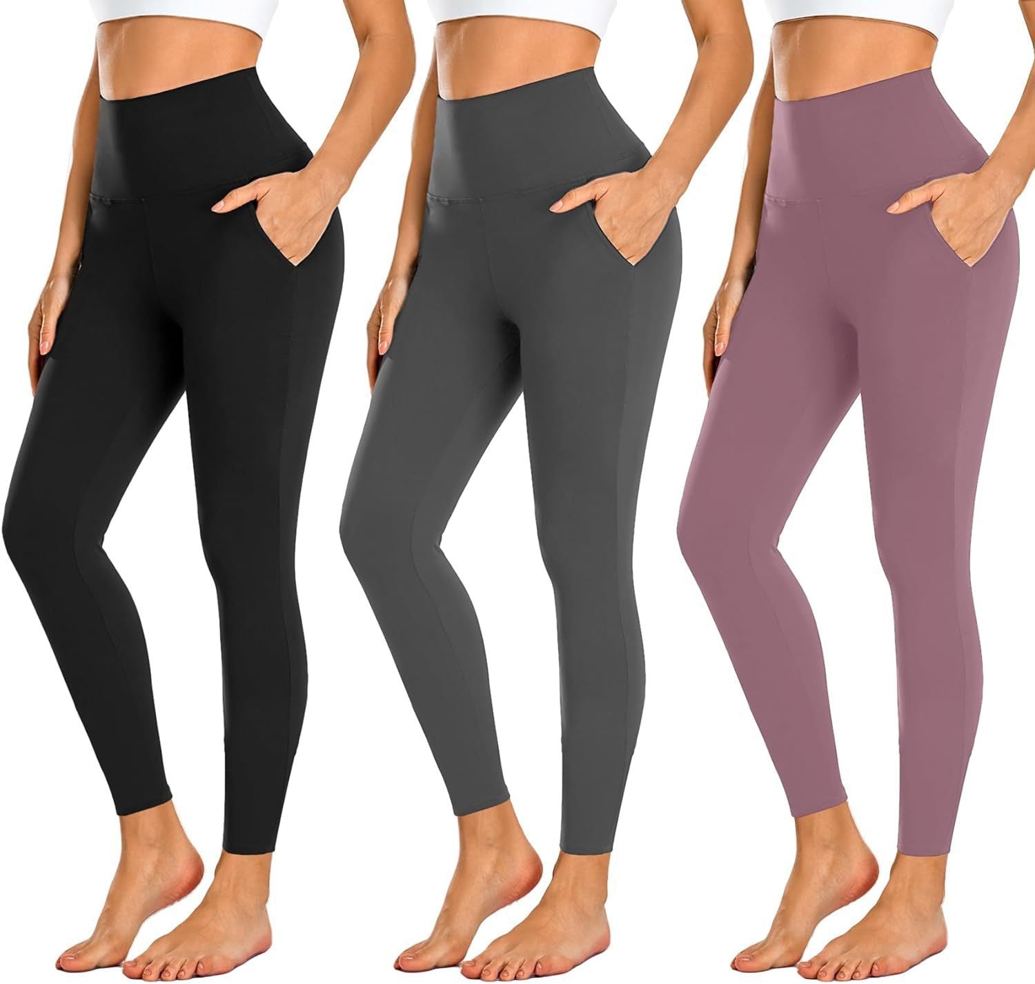 Damen Hochgeschnittene Sportleggings mit praktischen Taschen R&B