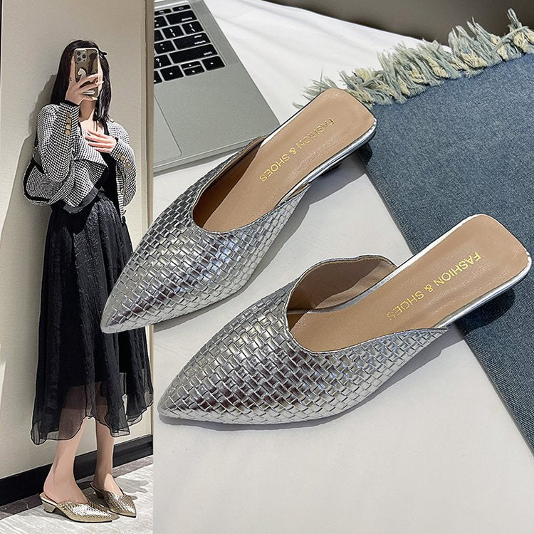 Damen elegante Mules mit modernem Wabenmuster und komfortablem Blockabsatz R&B