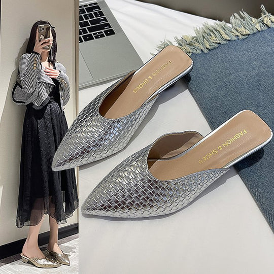 Damen elegante Mules mit modernem Wabenmuster und komfortablem Blockabsatz R&B