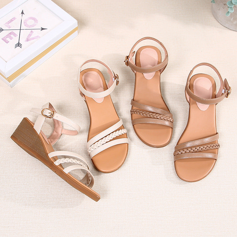 Damen Wedge-Sandaletten mit geflochtenem Riemen und komfortablem Fußbett R&B